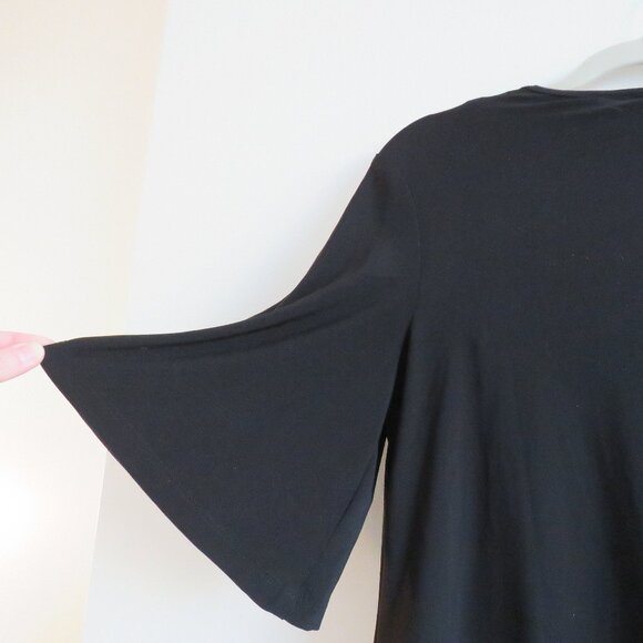 JOSEPH RIBKOFF Asymmetric Hem Waffle Trim Black Oversized Tunic Top - Size 12 - Picture 11 of 13